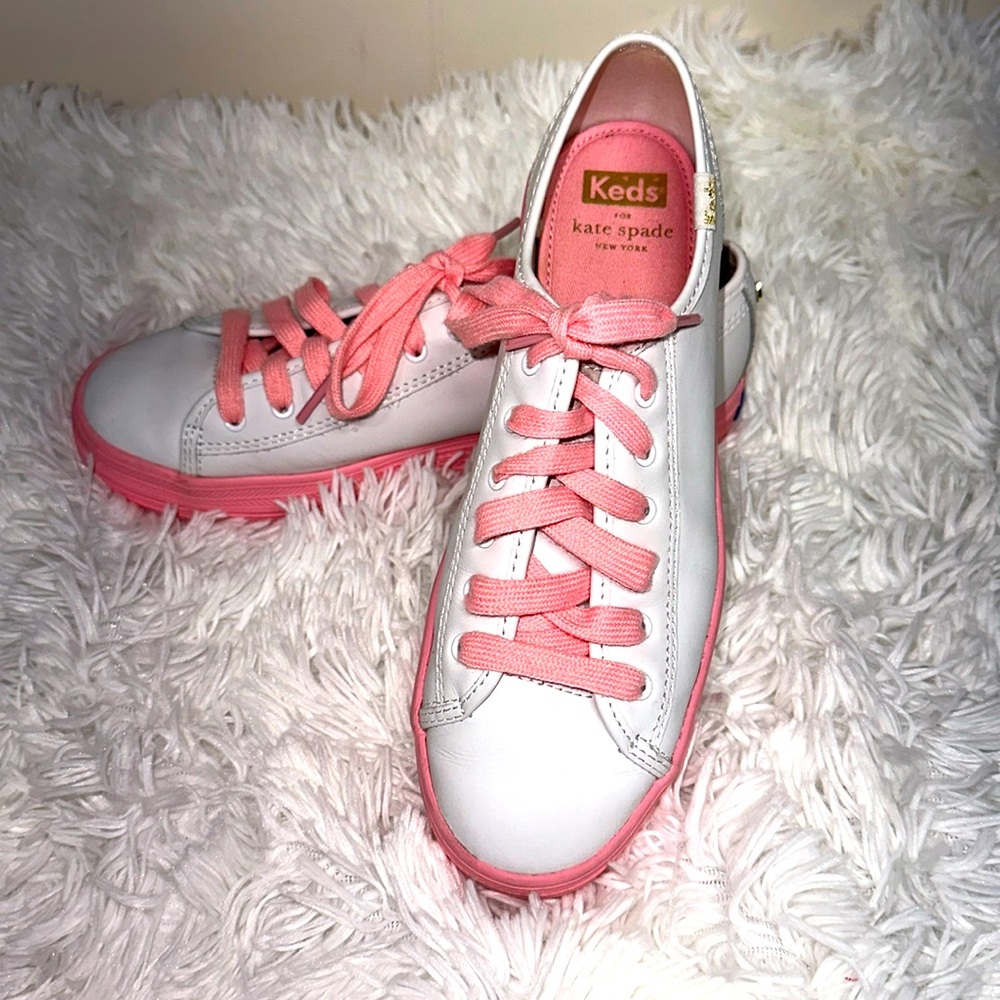 Keds x Kate Spade White Sneakers with Pink Accents